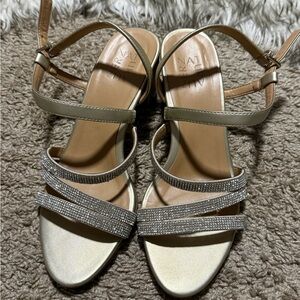 Naturalizer Gold and Silver Strappy Heels